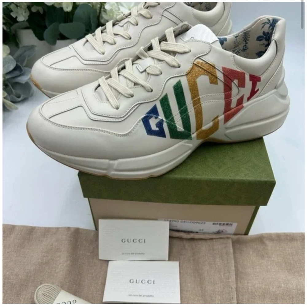 Gucci, leather Rython sneakers with colorful logo size 42 fits 11 US - Picture 8 of 8